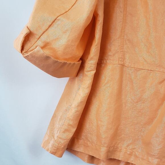 Tan Jay tangerine melon metallic linen jacket and shell 22W 2X - Picture 3 of 12